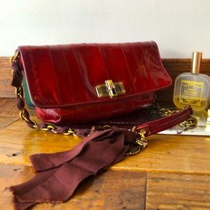 AUTHENTIC rare Lanvin red eelskin crossbody bag